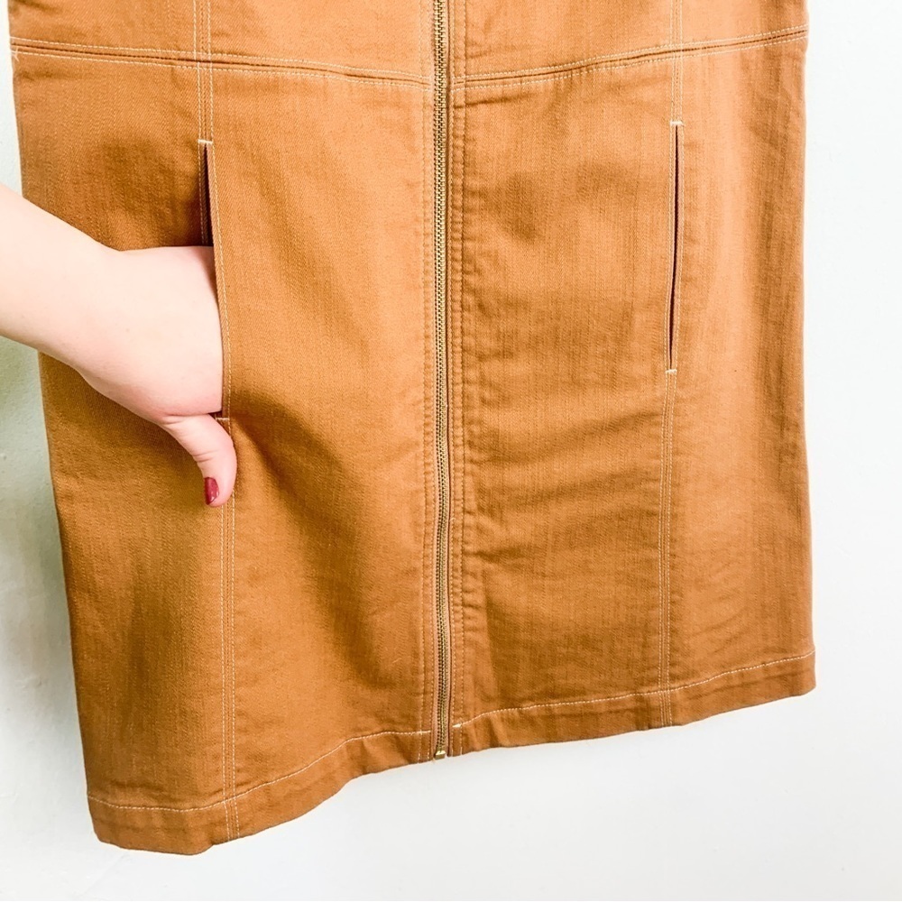 Spartina 449 Brown Denim Sleeveless Zip Front Mini Dress Sz S - Picture 6 of 9